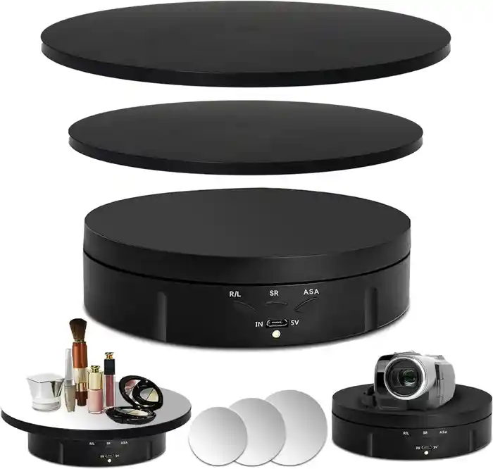 Hive RT-360 3 in 1 electric turntable 360 degree electric rotating display stand with remote control for photography product display jewelery watch 3d models collectibles (black)